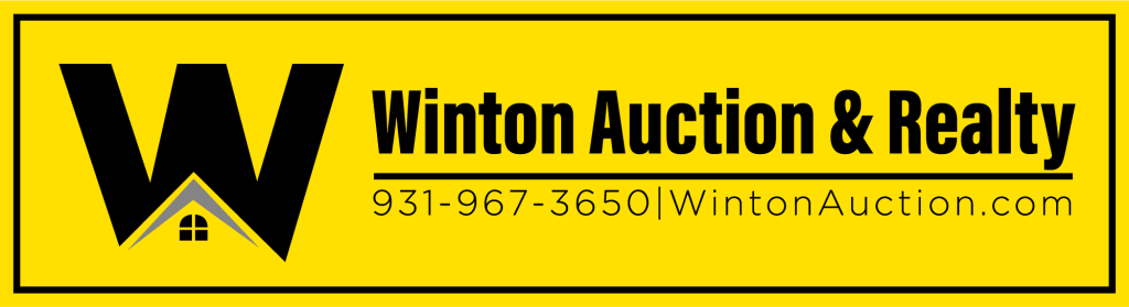 Winton Realty & Auction logo with phone and url